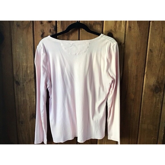 Talbots Top Size L Pink Long Sleeve Round Neck 100% Cotton Casual Classic - Picture 4 of 4